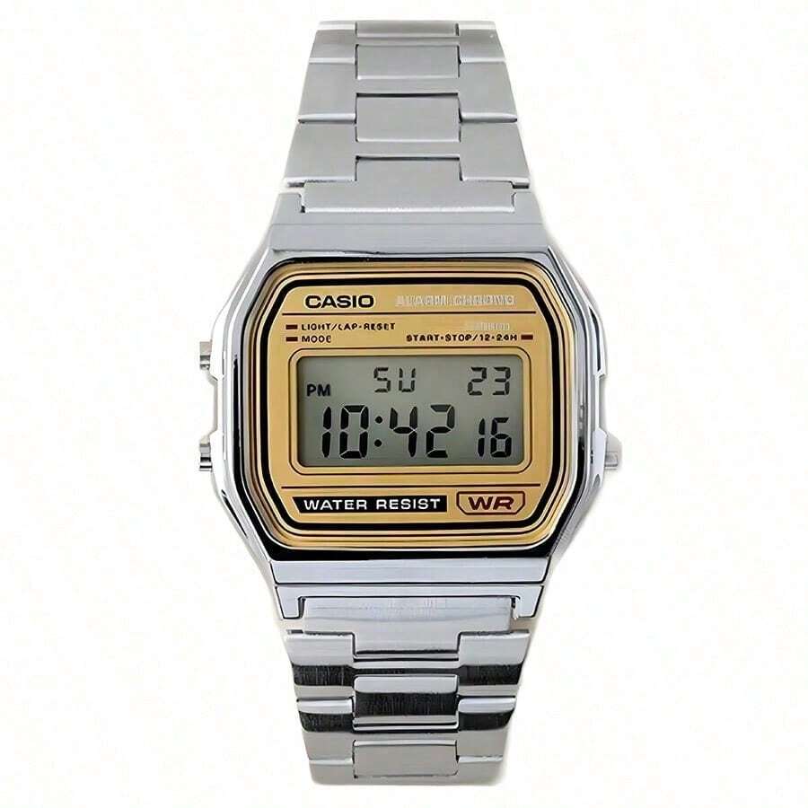Casio Men's/Women's Sporty Fashion Digital Watch A168WA-1, Retro Stainless Steel Strap Square Dial Watch, Calendar Alarm & Stopwatch, Water Resistance For Daily Life, Suitable For Daily Wear