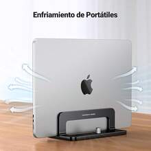 Soporte Vertical para Laptop para Escritorio, Base Stand Porta Ajustable para Ordenador Portátil, Soporte de Escritorio de Aluminio Compatible con Air Pro, Microsoft Surface Laptop - Negro - Ver 2