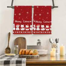 2 peças de panos de prato de Natal e Inverno, toalhas de mão macias e absorventes, bonecos de neve fofos, gatos, flores e flocos de neve, estilo moderno, decoração de inverno e Natal, toalhas de cozinha, decoração para casa