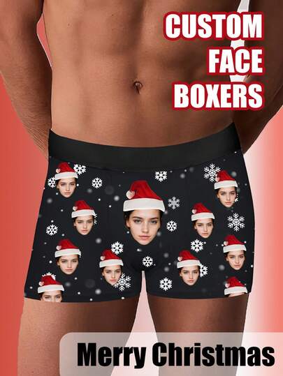 Ropa interior personalizada con diseño temático de pareja para Navidad. Estos son regalos conmemorativos del amor personalizado, regalos de San Valentín, regalos de aniversario, que muestran un amor único para él.