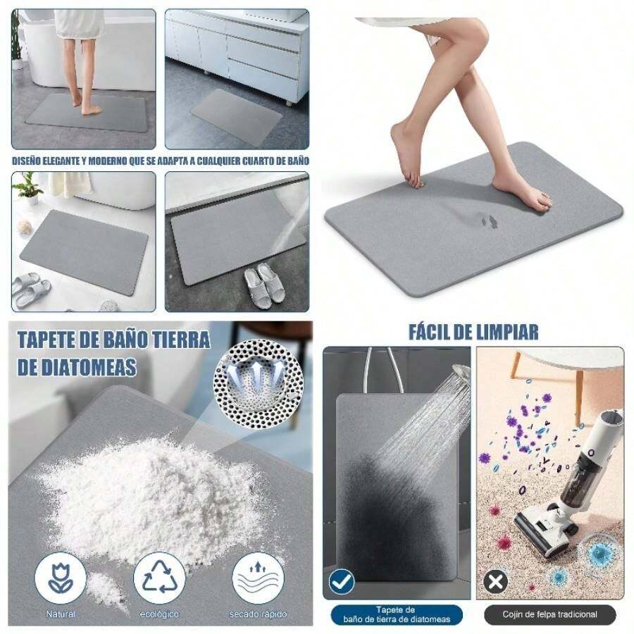 60x39cm Tapete para Bao Diatomita, Tapete Piedra para Secado Rpido, Alfombra de Bao Antideslizante Superabsorbente, Adecuado para Sala de Estar, Ducha y Dormitorio - inicial - Ver 1