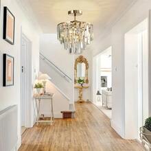 水晶金吊灯，轻盈奢华水晶吊灯，现代半吸顶式吊灯，E26灯泡底座，不含灯泡，适用于客厅、走廊、餐厅和卧室 - 20厘米/7.87英寸 - 查看 4