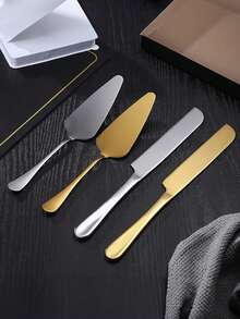 1 pièce/2 pièces Ensemble de couteau à gâteau et pelle en acier inoxydable, couteau à pain et pelle à pizza, couteau à dessert, convient pour la cuisine, les restaurants, les hôtels, les mariages, les anniversaires, les fêtes