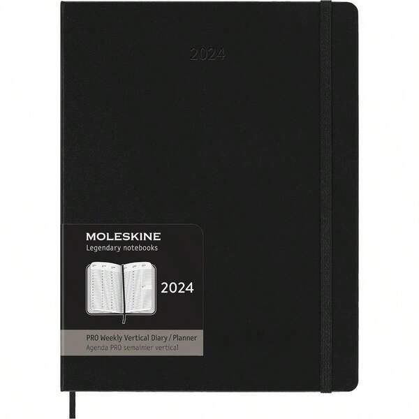 12M Pro Weekly Vertical  Black Hard Cover