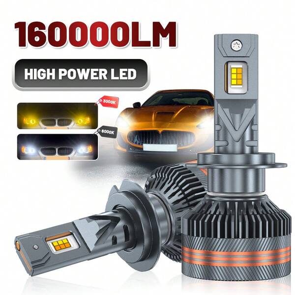 DrViAion 2pcs Car LED Headlights High Low Beam H4 160000LM Light Bulbs 9005 9006 H1 H3 H11 H7 Automobiles Headlamp 6000K 3000K Car Auto Headlamp Led Lights For Car