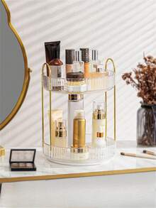 1/2/3-stöckiger drehbarer Make-up Organizer, geeignet für Schminktisch, Parfüm & Hautpflege Aufbewahrung, große Kapazität, Badezimmer Arbeitsplatten Kosmetik Organizer, transparenter drehbarer Hautpflege & Lippenstift Halter, erhältlich in 1/2/3 Ebenen, Weihnachtsdekoration, Make-up Organizer, Parfümhalter (Grün & Transparent & Bernstein) - Verschiedenfarbig - Übersicht 11