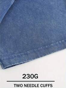 230g Vintage Washed Round Neck Men's Short-Sleeved Shirt, Cartoon Black Cat Pattern Printing Focusing On Playing Games, Running T-Shirt, Street Short-Sleeved Shirt, Retro Gym Sportswear, Men's T-Shirt. - 藍色 - 查看 4