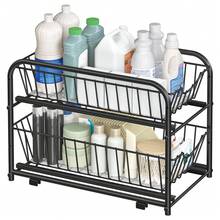 Juego de  1/2 Organizador de Cocina, Estantería de 2 Niveles Extraíbles para Armario, Organizador Apilable bajo el Fregadero con Cajones, para Cocina, Baño, Negro Clásico - Negro - Ver 10