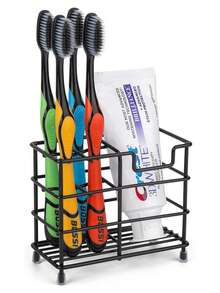 Toothbrush Holder For Bathrooms, Stainless Steel Bathroom Black Toothbrush And Toothpaste Holder