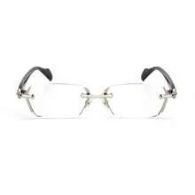 1 Set Of Men's Metal Frameless Trimmed Stylish Flat Glasses Suitable For Daily Use