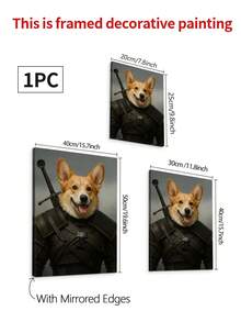 1pc Framed Art Deco Style Animal Portrait Canvas Print, Customized Portrait Decorative Paintings In A Stylish Motorcycle Style For Pets, Photos Of Creative Cat Or Dog Wall Decorations In A Coffee Shop, Restaurant Or Living Room, Indoor Portrait Orientation Canvas Artwork, Gift For Pet Lovers