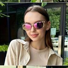Butterfly Decor Fashion Glasses For Women Retro Wrap-Around Party Glasses Pink Elegant - 藍色 - 查看 5