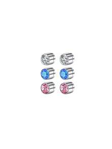 6Pcs Fake Earrings For Men Women Stud Earrings For Men Fake Earrings Clip On Earrings For Men Fake Earrings CZ Dia 5mm-6mm