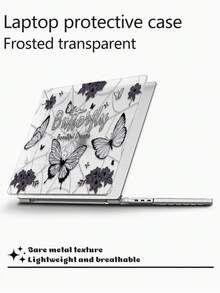 1 Piece, Vintage Butterfly, Blue Cute Kitten Print Transparent Ultra-Thin Acrylic Laptop Sleeve, Featuring Floral Pattern, Matte Anti-Fingerprint, Full-Wrap Splash-Proof, 3D Shockproof, 3D Cooling Vents, Compatible With AIR13 2025/Pro 16 M4/M3/M2, Is A Must-Have Laptop Sleeve