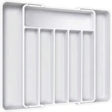 Silverware Organizer - Expandable Kitchen Drawer Organizer, Adjustable Utensil Organizer, Cutlery Tray Forks, Knives, Multipurpose Kitchen Organizers And Storage Solution, Black, Large - 大號+白色 - 查看 1