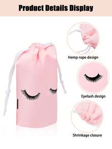 10pcs/Eyelash Care Bag With Pull String, Cosmetic Storage Bag, Travel Size, Eyelash Storage Pouch, Eva Pink Makeup Bag, Cute Mascara Design, Brushes And Beauty Essentials - A Cosmetic Storage Box