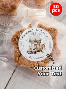 1-150PCS Personalized Christmas Stickers Gift Labels, Customized Christmas Holiday Stickers, Customized Text Round Name Gift Labels, Customizable "Made With Love" Round Stickers - Suitable For Holiday Gift Packaging Stickers, Holiday Decorations, Holiday Envelope Stickers, Candy Dim Sum Packaging Stickers - White - View 30