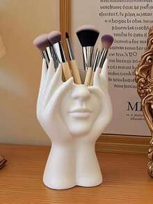 1pc White Nordic Creative Face Shaped Vase Planter Decor, Minimalist For Living Room, Hallway, TV Cabinet, Home Decoration