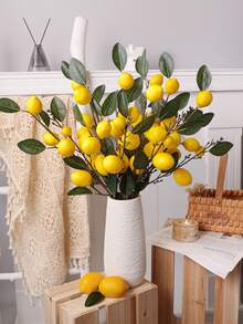 1/3 pezzi Ramo artificiale di limone, in materiale PE, pianta realistica, vegetazione artificiale, fiore artificiale, decorazione da tavolo, centrotavola, decorazione per interni, decorazione per scrivania d'ufficio, decorazione da giardino, decorazione per la stanza, regalo per feste, decorazione per scuola, dormitorio, ufficio, decorazione per feste, eventi, compleanni, ingresso di casa, hotel, ristorante, camera da letto, matrimonio, banchetto, cucina, giardino, decorazione primaverile ed estiva - Multicolore-D - Visualizzare 6