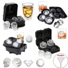 Bandeja de silicona para cubitos de hielo, molde para cubitos de hielo, silicona suave, resistente a bajas temperaturas, fácil de limpiar - Negro - Ver 1