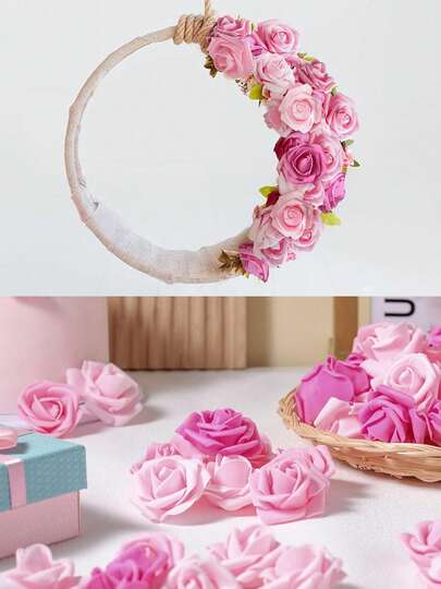15/30/50 Artificial Rose Heads, Pink Stemless Synthetic Roses, Suitable For DIY Floral Crafts, Wedding Bouquets, Baby Christening Bouquets. Applicable For Anniversary Days, Valentine's Day, Mother's Day, Thanksgiving Day.