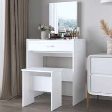 Vanity Desk With Chair,Small Vanity Makeup Table With Storage Drawer,Makeup Vanity With Mirror,Modern Vanity Table Set For Bedroom Small Space,Bedroom Furniture,White - trắng - Xem 2