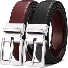 Men's Reversible Adjustable Belt - 1.25" Cut For Fit, 2 Sides In 1 Belt, Ideal For Gifts - 黑色/棕色1759 - 查看 3