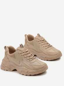Women's Soft Bottom Thick Sole Sneakers - Casual Sports Style - Spring & Autumn - Khaki - View 5