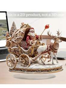 1 pezzo Statua in stile bohémien in acrilico di Babbo Natale e la sua slitta con renne, decorazione natalizia da tavolo multifunzionale per casa, ufficio e regali, include base - Multicolore - Visualizzare 5