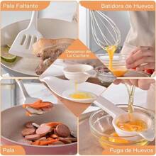 14 PCS Juego de Utensilios de Cocina de Silicona, Juego de Utensilios de Silicon con Mangas Antiadherentes, Resistentes al Calor, sin BPA, esptula/volteador/batidor/cuchara/soporte Blanco - Blanco - Ver 6
