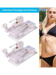 4pcs Navel Piercing Set, Includes 2pcs Disposable Navel Self-Piercing Guns, 1 Set Navel Piercing Rings And Clamps, Piercing Supplies - Multicolor - View 6