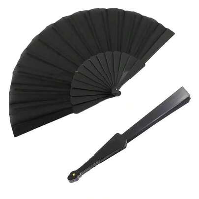 Leque de mão compacto liso cor única cor Preto