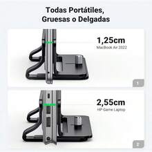 Soporte Vertical para Laptop para Escritorio, Base Stand Porta Ajustable para Ordenador Portátil, Soporte de Escritorio de Aluminio Compatible con Air Pro, Microsoft Surface Laptop - Negro - Ver 11
