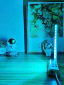 1 件 24LED 冰蓝色 USB 灯，卧室游戏室装饰灯，可调光氛围灯，适合约会、直播，无需开关 - 冰川藍 - 查看 4