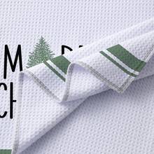 1 pièce/2 pièces/24 pièces Serviettes de cuisine à motif de gaufre de Noël, serviettes absorbantes imprimées avec sapin de Noël vert pour la décoration de Noël