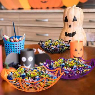 塑料蜘蛛网碗，糖果蓝，多功能糖果盘，派对用品，万圣节，圣诞节，日常必备物品