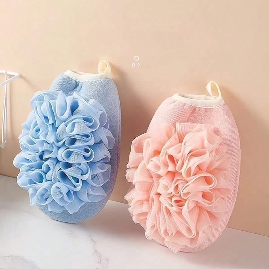 5pcs Bath Flower Scrubber, Double-Sided Exfoliating Shower Sponge, Universal Bathroom Shower Back Scrubber, Portable & Durable Shower Scrub Towel - Multicolor - View 1