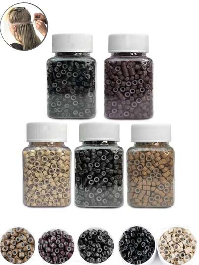 2500 piezas de cuentas de 5mm para extensiones de cabello, anillos de silicona micro, cuentas para extensiones de cabello y cabello con lentejuelas, multicolor