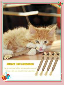 6pcs Cat Chew Stick - Cat Toys, Self-Entertaining Anti-Boredom Chewable, Cat Ball, Teaser Wand, Cat Chew Stick, Cat Teething Stick, Cat Chew Rope, Sticks For Cats, Cat Chew, Dental Chews For Cats, Cat Chew Toy, Kitten Teething Toys. - Multicolor - View 5