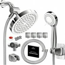Regaderas Para Baño, Regadera Lluvia Fija+Ducha De Mano, Cabezal De Ducha, Con Manguera 1.5M,3 Modos Ajustable, Aumentar La Presión Del Agua, Ángulo Ajustable,Regadera Alta Presion, Fácil De Instalar - 1 - Ver 3
