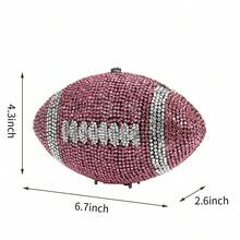 Novelty Football Shape Rhinestone Bag For Women Shiny Crystal Clutch Purse Party Handbag For Prom Cocktail - 粉色 - 查看 6