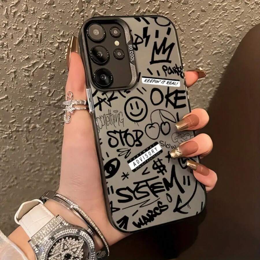 Fundas para Teléfono con Letras de Grafiti en Inglés para Samsung Galaxy A03/A04/A04E/A05/A05S/A10/A10S/A11/A12/A13/A14/A15/A20/A21S/A22/A23/A24/A25/A30/A30S/A31/A32/A33/A34/A35/A50/A52/A53/A54/A55/A70/A71/A72/S10/S10+/S20/S20Ultra/S21/S21Fe/S22/S22Ultra/S23/S24 Moda, Avanzada, Anti-Manchas - Color mezclado 1 - Ver 1