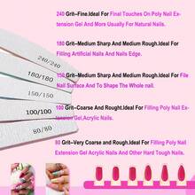 5pcs Professional Half-Moon Nail Files, Double-Sided Grit Scales 80/100/150/180/240 Grit Nail Buffers, Minimalist Nail Salon Use - Grey - View 9