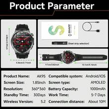 GUHUAVMI 2025 New Men's Outdoor Sports Smart Watch, Two-Color Flashlight, SOS Sound Warning Modes, 1.85inch HD Large Screen, 1000mAh Ultra Large Battery, With Bluetooth Call, Voice Assistant, Push Message, Reminder Function, Men's Outdoor Adventure Watch, GPS Motion Tracking, Multi Sport Modes, Fitness Tracker, Sleep Monitoring, IPX8 Waterproof Smartwatch, Smartwatch For Men, Smartwatch For Women, The Best Gift For Outdoor Enthusiasts.