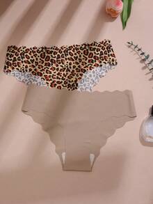 6 piezas Bragas de bikini con encaje sin costuras de moda para mujer, multicolor - Multicolor - Ver 4