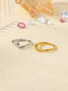 1 PC Geometric Hook Rings For Women Stainless Steel Gold Color Ring 2025 New Party Wedding Couple Jewelry Gift