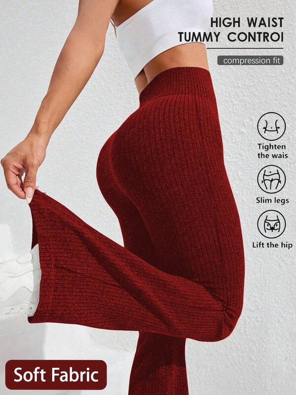 FWH 女士V字形喇叭腿瑜伽紧身裤、女士高腰靴型瑜伽裤、阔腿瑜伽裤、弹力工作裤、运动、跑步、骑行、瑜伽、匹克球运动、休闲、秋冬条纹图案、毛衣图案、舒适优雅的紧身裤