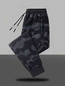 Men's Casual Camo Pants, Outdoor Hiking Sports Jogger Trousers, Autumn/Winter - Black - View 2