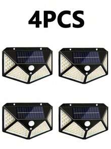 1/2/4/6/8pcs 100 LED Solar Lights, Solar Wall Lights, Solar Night Lights, Garden Lights, Garage Lighting, 1200mAh Lithium-Ion Battery, Waterproof ABS Material, 3 Modes With Motion Sensor, Suitable For Halloween/Christmas/Thanksgiving/Bedroom/House/Outdoor/Wall/Patio Decor