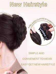 Messy Hair Bun Braided Bun Hair Piece Claw Clip In Synthetic Twisted Braiding Chignon Hair Extension Ponytail Hairpiece For Daily Wear - 彩色 - 查看 4